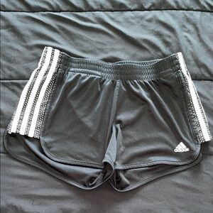 adidas Black Athletic Shorts with White Three-Stripe Side Detail